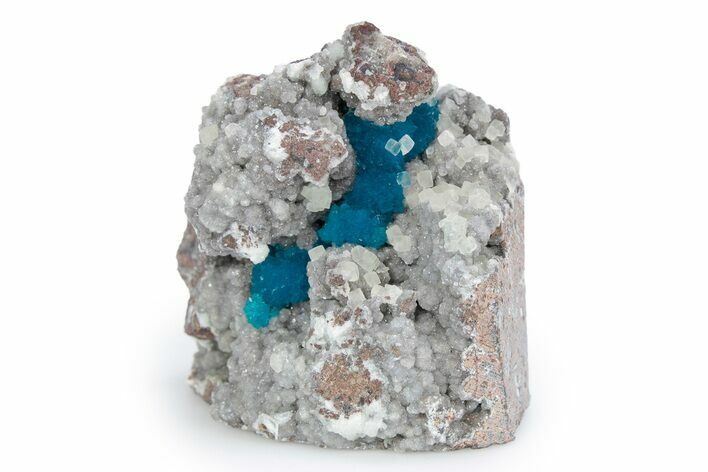 Vibrant Blue Cavansite Crystals on Sparkling Stilbite - India #340999
